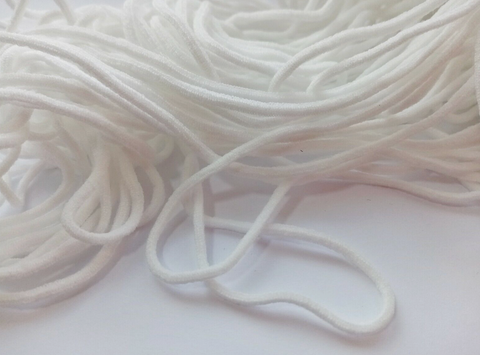 Cord Elastig Meddal Ychwanegol 3mm - Gwyn