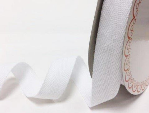 25mm White Cotton Herringbone Tape