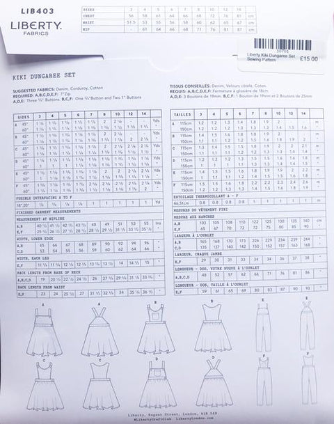 Liberty Kiki Dungaree Pattern