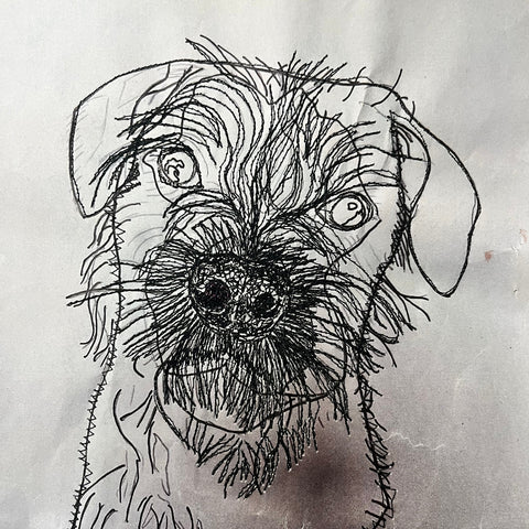 free motion embroidery of a dog from TMS