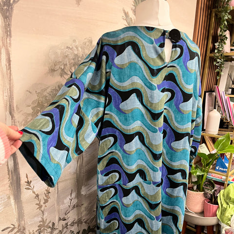 Colourful patterned dress made at TMS
